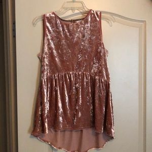 Rose pink crushed velvet top